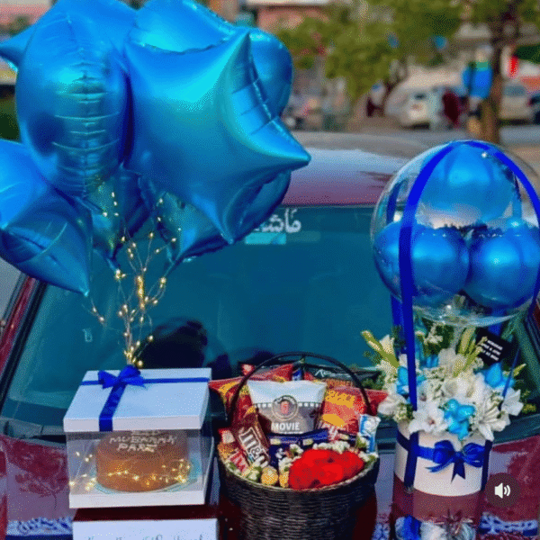 Ultimate Anniversary Trio: Roses, Cake & Heart Balloons