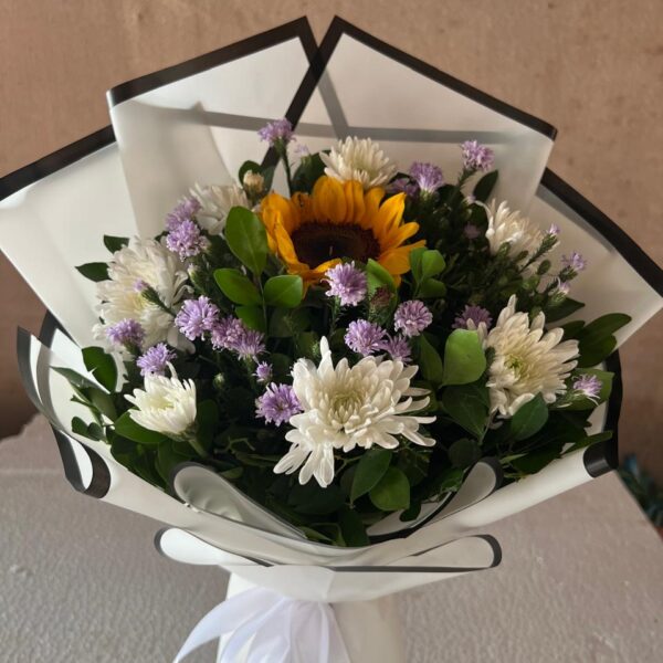 Sunflower & White Mum Bouquet