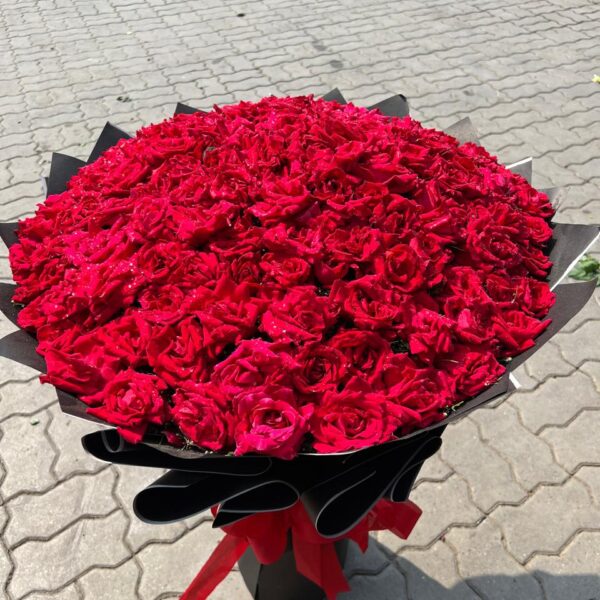 Ultimate 100+ Deep Red Rose Grand Bouquet
