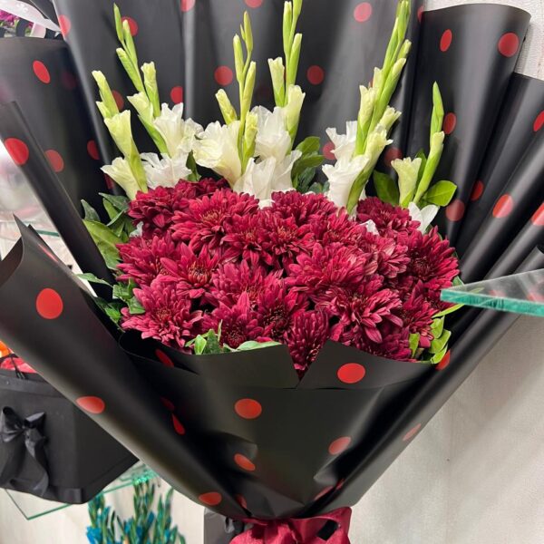 Dazzling Deep Red & White Celebration Bouquet