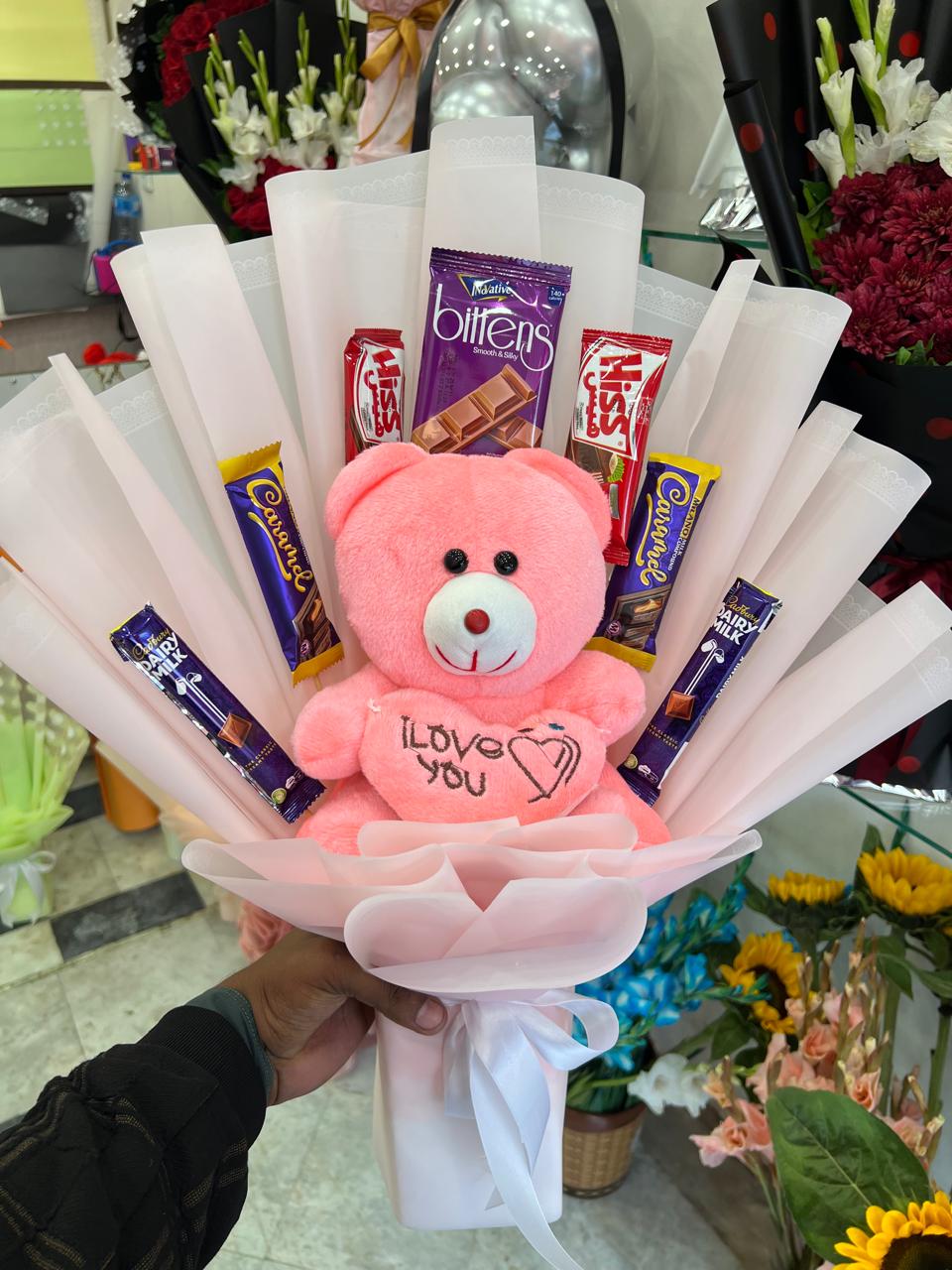 IMG-20251202-WA0026 Pink Teddy Bear & Chocolate Celebration Gift Bouquet - Image 1